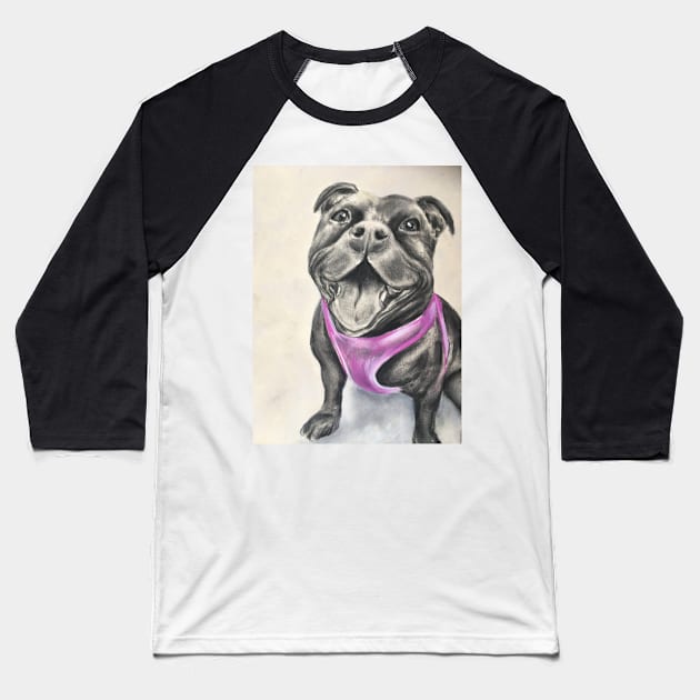 Smiley Staffy Baseball T-Shirt by Merlinsmates